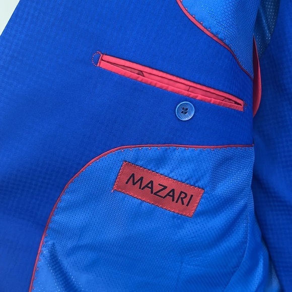 Mazari Royal Blue Vested 3 Piece Suit 50x44 - Picture 5 of 10